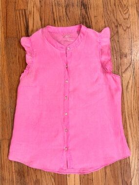 Lilly Pulitzer Briette Sleeveless Button Down Linen Top  Hot Pink – Size Small